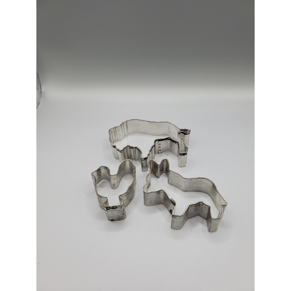 Vintage Metal Christmas Cookie Cutters Lot Of 3 Various Animal Shapes